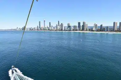 Aerial view of Gold Coast Skyscraper and Beach