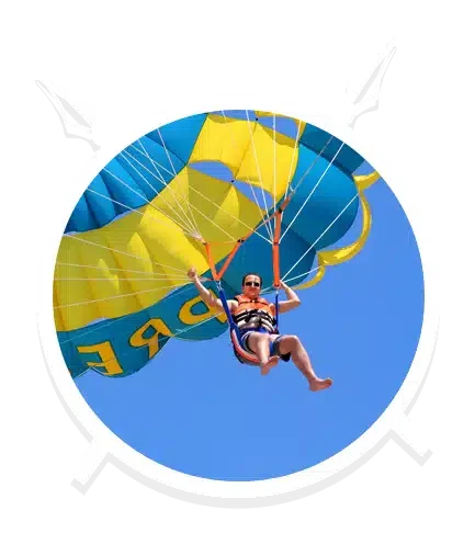 Solo Parasailing in Blue and Yellow Balloon in Main Beach, QLD