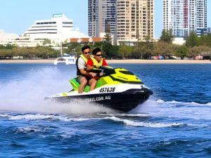 Dad and Son Having Quality Time in Jet Ski